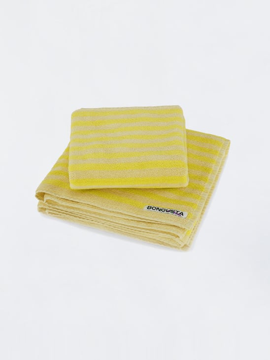 Bongusta Naram Guest Towel Pristine / Neon Yellow