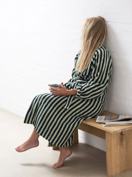Bongusta Naram Bathrobe Sea Foam / Deep Teal