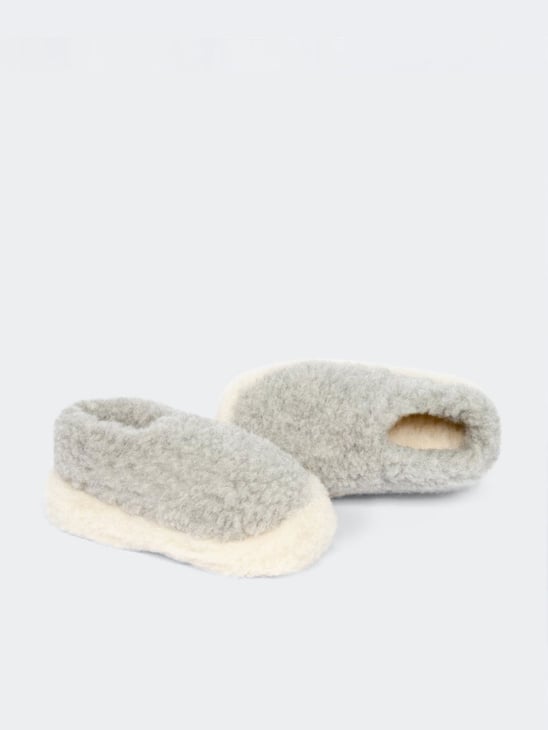 Yoko Wool Siberian Slippers Light Grey