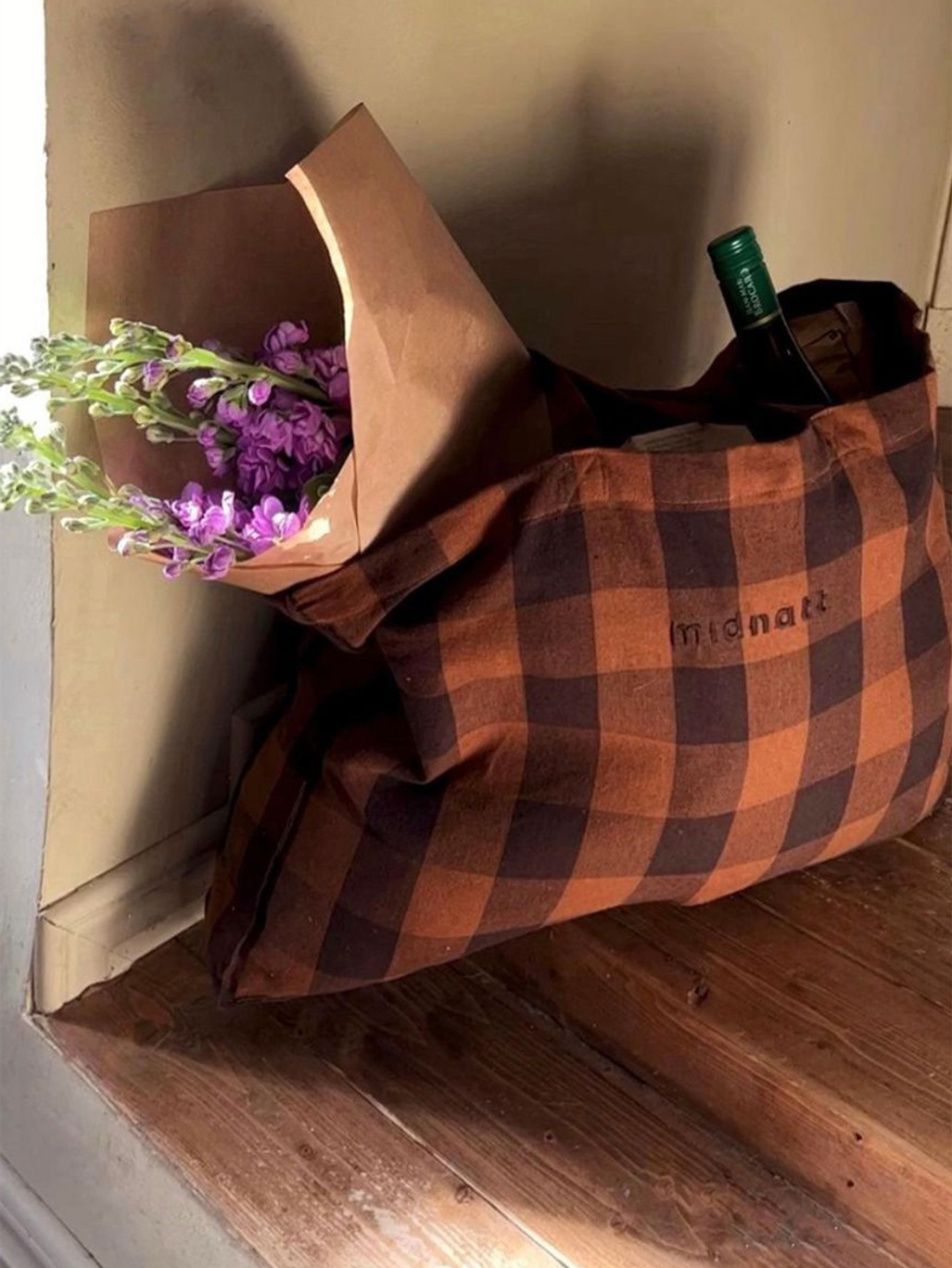 Midnatt Tote Bag Chequered Brown