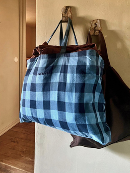 Midnatt Tote Bag Chequered Blue