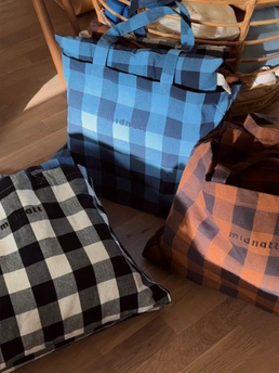 Midnatt Tote Bag Chequered Blue