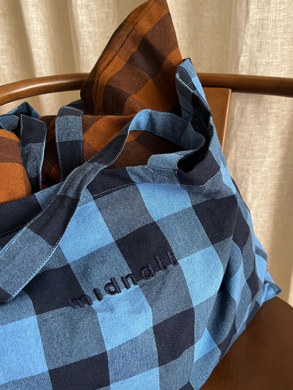 Midnatt Tote Bag Chequered Blue