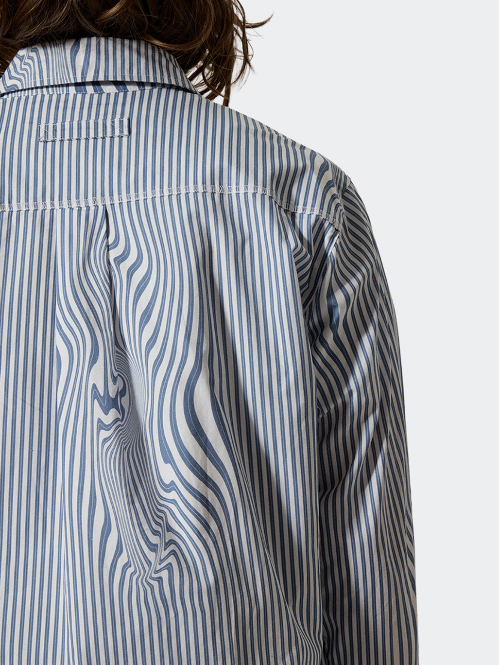 Brixtol Textiles Lawrence Blue Glitch Stripe