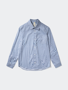 Brixtol Textiles Lawrence Blue Glitch Stripe