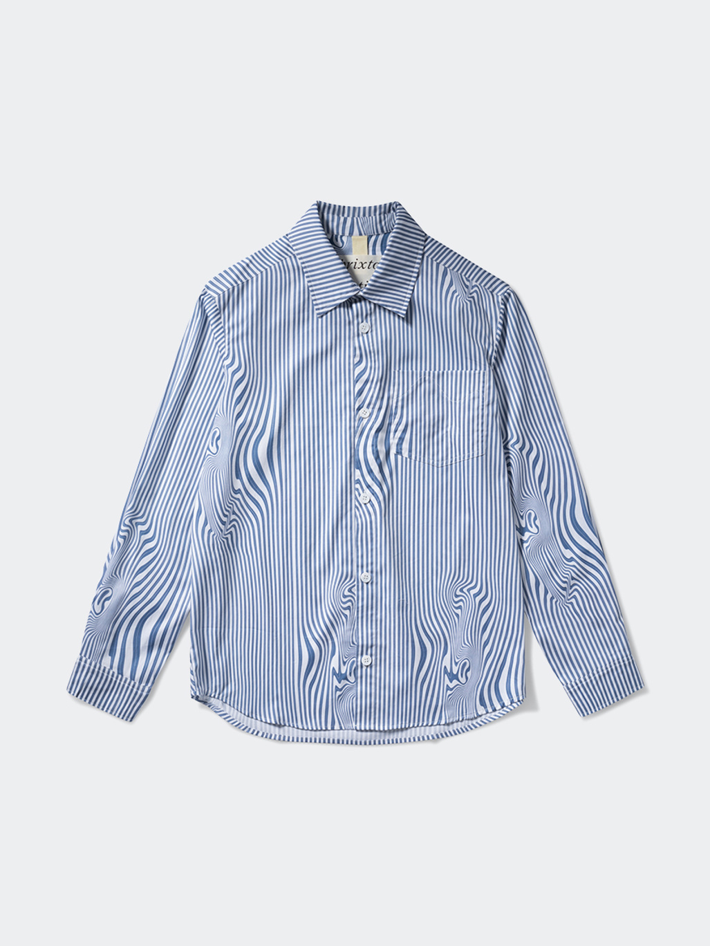 Brixtol Textiles Lawrence Blue Glitch Stripe