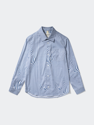 Brixtol Textiles Lawrence Blue Glitch Stripe