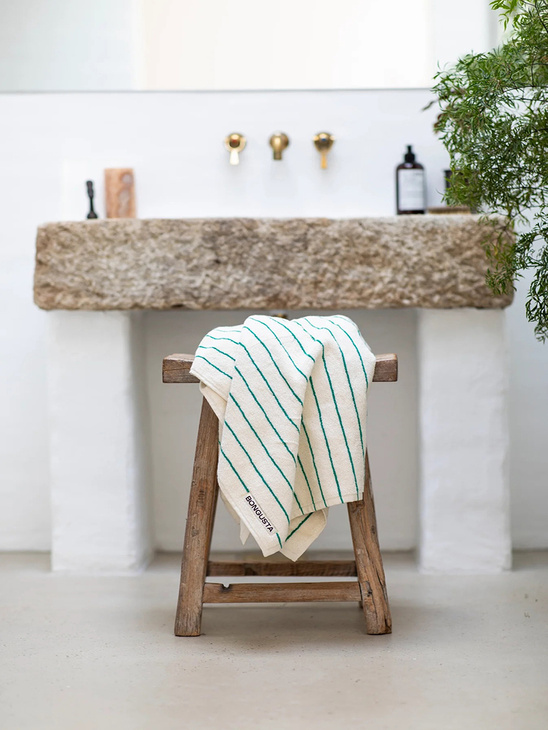 Bongusta Naram Guest Towel Pure White/Grass