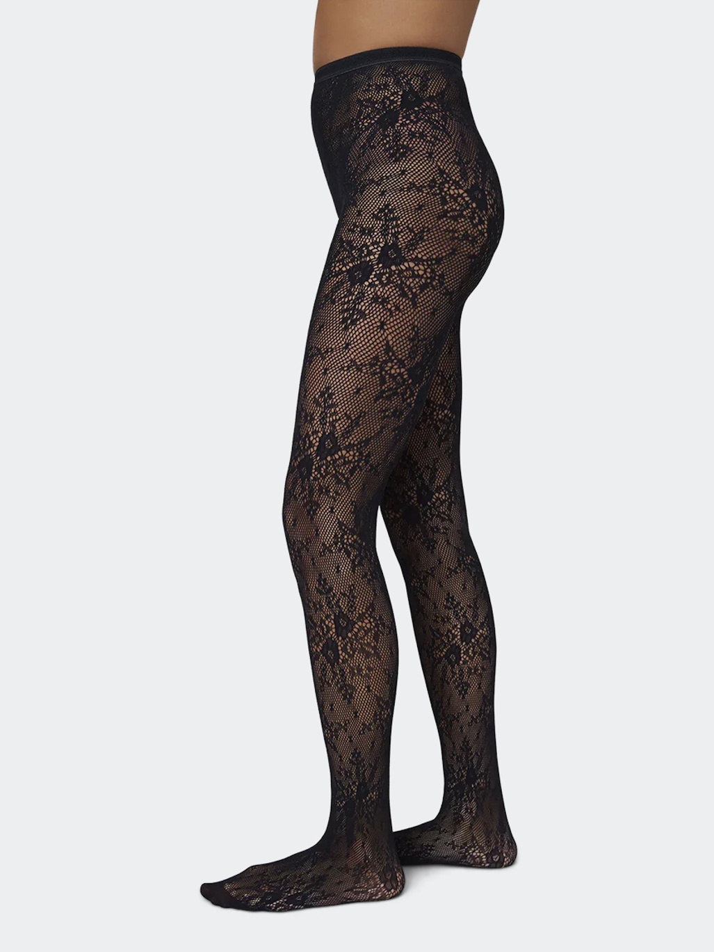 Swedish Stockings Rosa Lace Tights Black