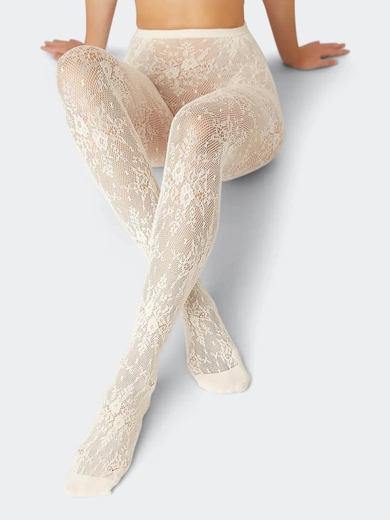 Swedish Stockings Rosa Lace Tights Ivory