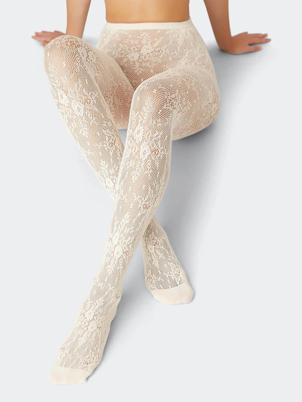 Swedish Stockings Rosa Lace Tights Ivory
