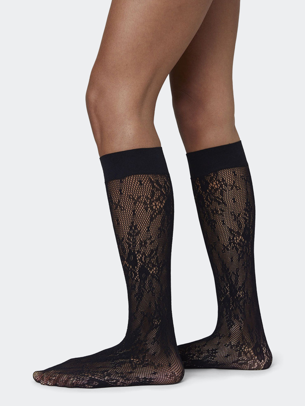 Swedish Stockings Rosa Lace Knee-Highs Black
