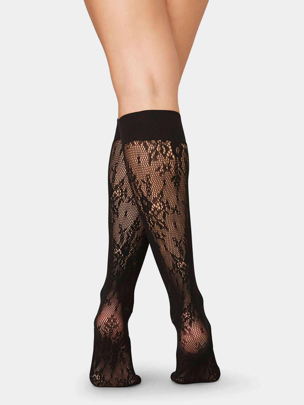 Swedish Stockings Rosa Lace Knee-Highs Black
