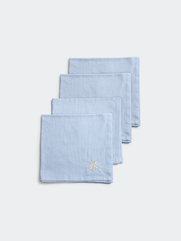 Midnatt Napkin Set Daisy 4-pack Light Blue
