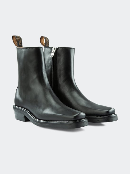 Primeboots Square Zip-Up Chelsea Box Calf Black