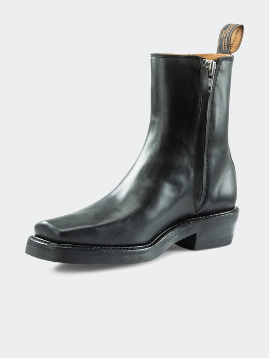 Primeboots Square Zip-Up Chelsea Box Calf Black