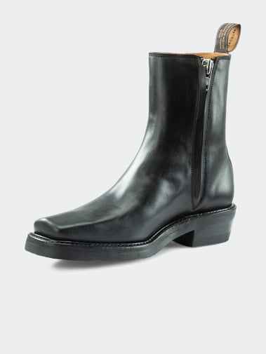 Primeboots Square Zip-Up Chelsea Box Calf Black