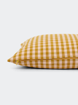 A World of Craft Maria Pillow Case Pink/Mustard 40x40