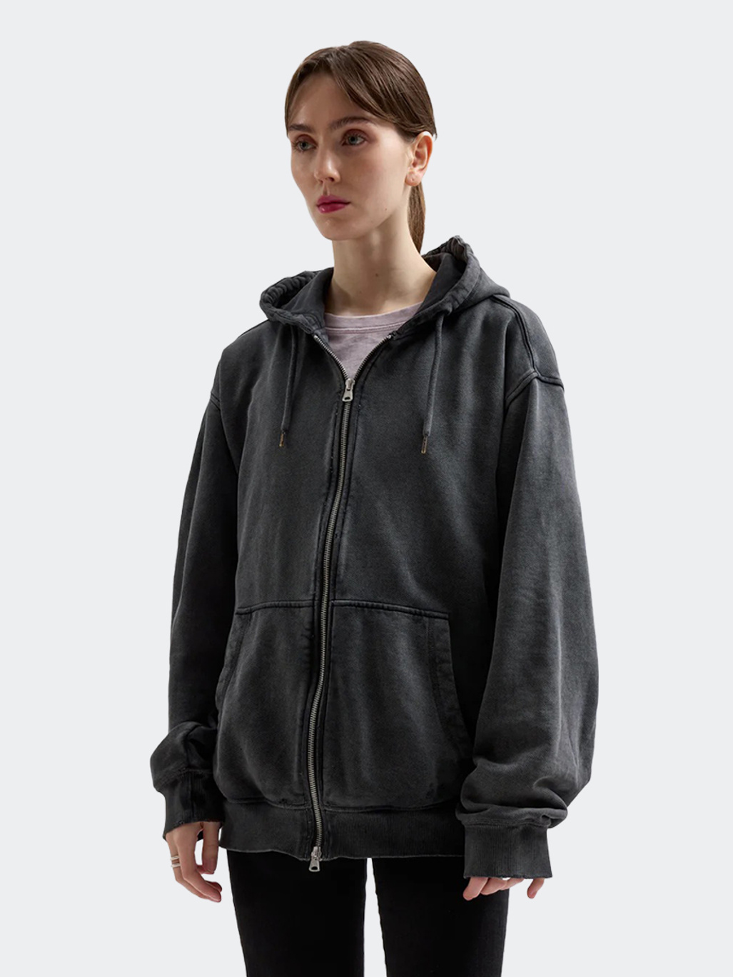 Brixtol Textiles BT Zip Hoodie Washed Black
