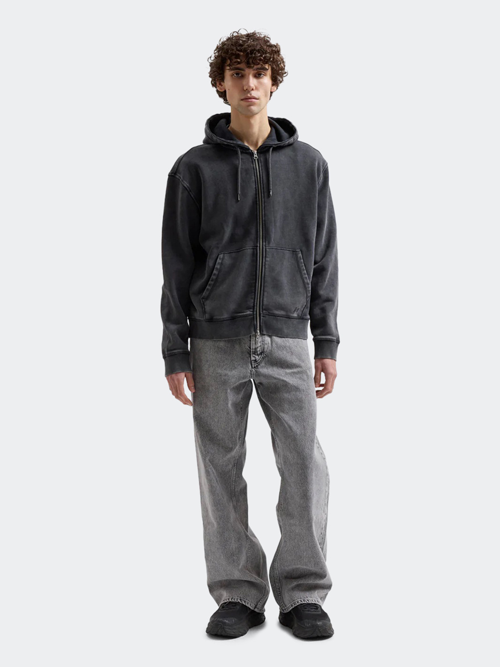 Brixtol Textiles BT Zip Hoodie Washed Black