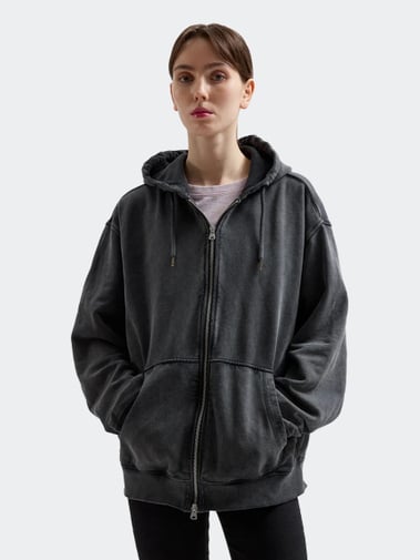 Brixtol Textiles BT Zip Hoodie Washed Black