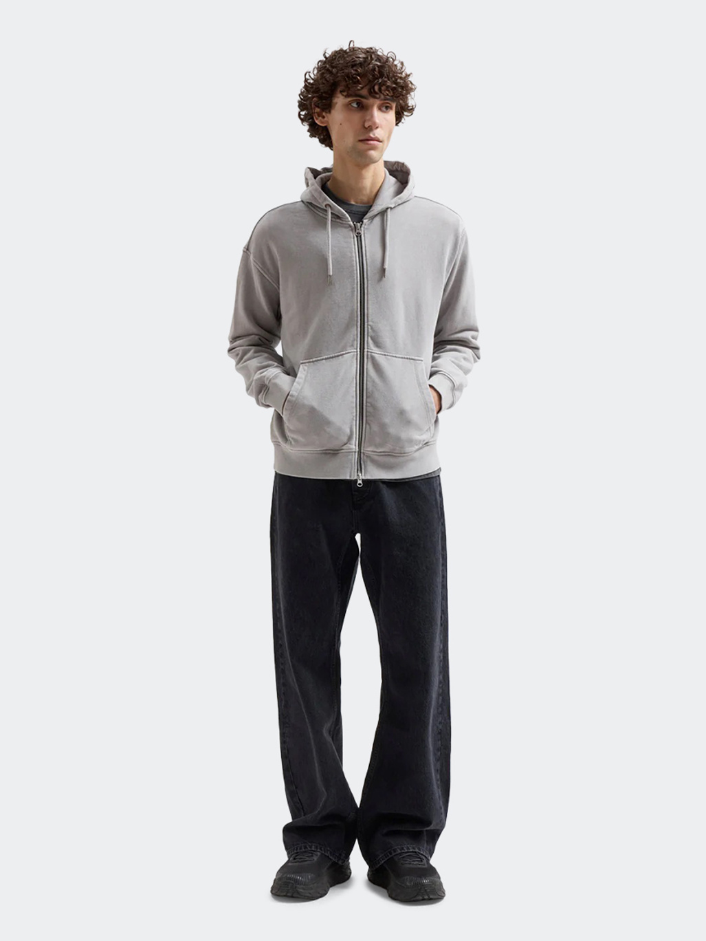 Brixtol Textiles BT Zip Hoodie Washed Grey