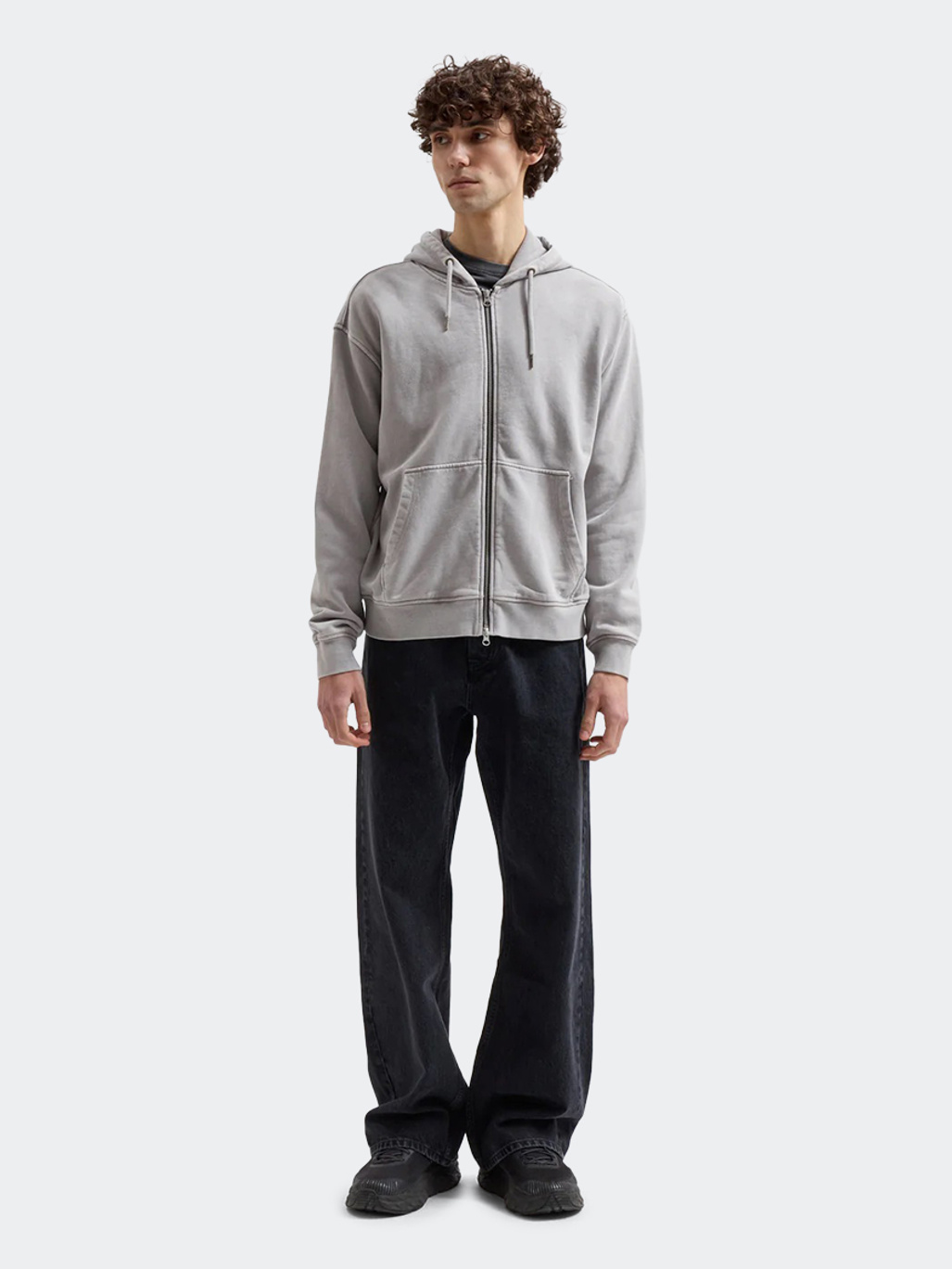Brixtol Textiles BT Zip Hoodie Washed Grey