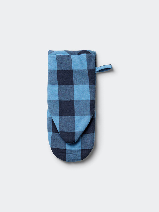 Midnatt Oven Mitt Check Blue