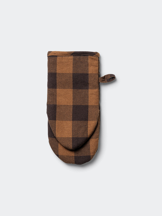 Midnatt Oven Mitt Check Brown