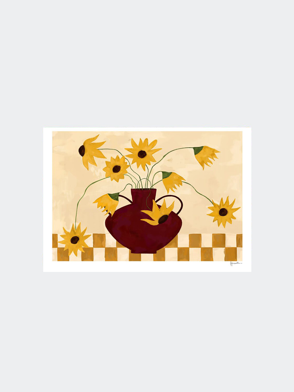 The Poster Club Sunflowers in Burgundy Vase - Frankie Penwill
