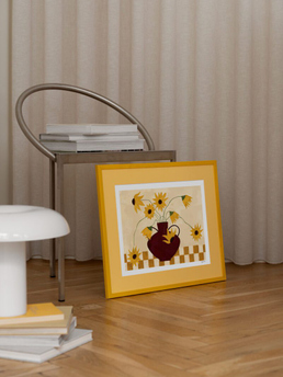 The Poster Club Sunflowers in Burgundy Vase - Frankie Penwill