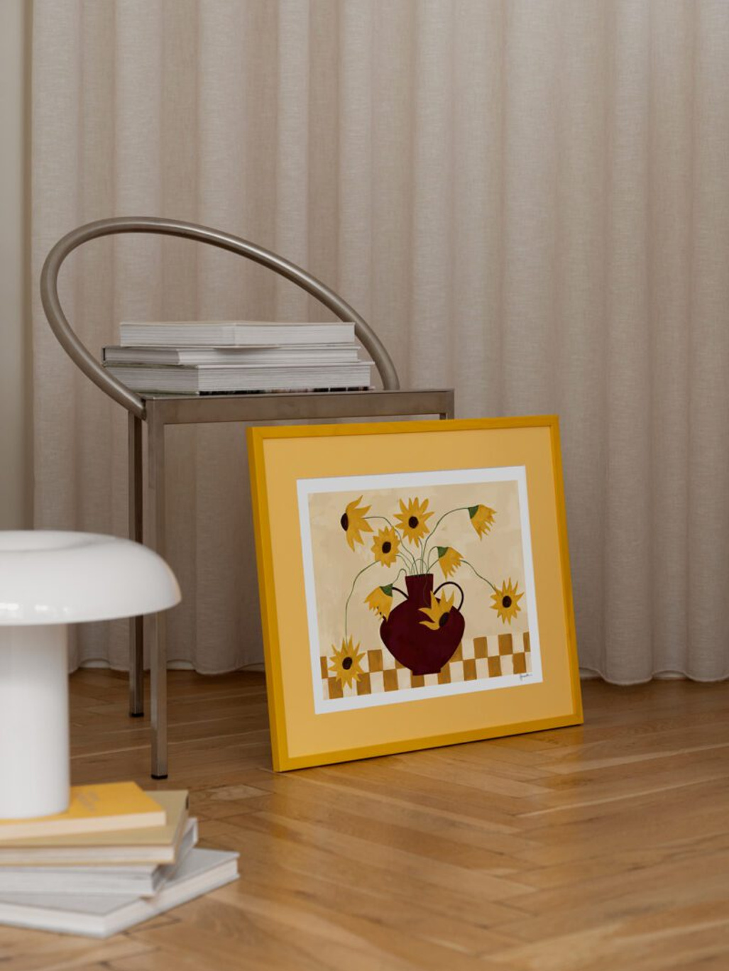 The Poster Club Sunflowers in Burgundy Vase - Frankie Penwill