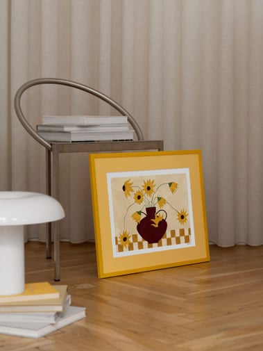 The Poster Club Sunflowers in Burgundy Vase - Frankie Penwill