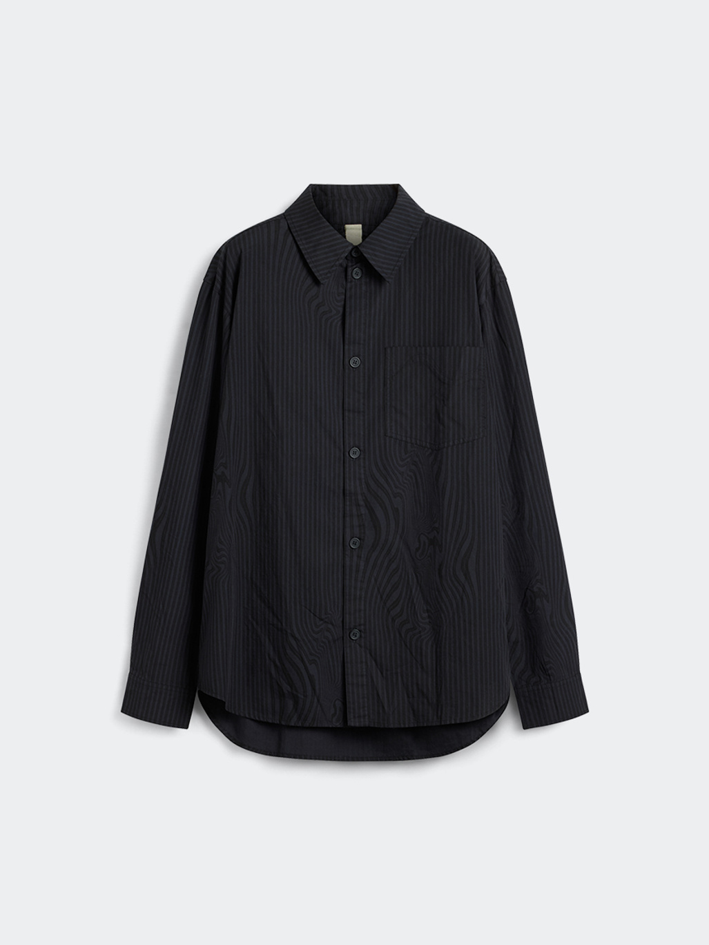 Brixtol Textiles Lawrence Black Glitch Stripe Over Dye