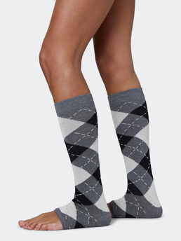 Swedish Stockings Harriet Cotton Knee-Highs Cropped toe Grey Melange