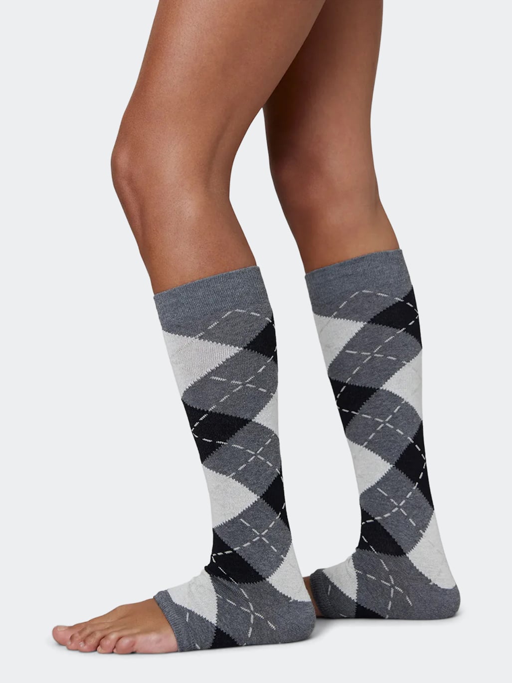Swedish Stockings Harriet Cotton Knee-Highs Cropped toe Grey Melange