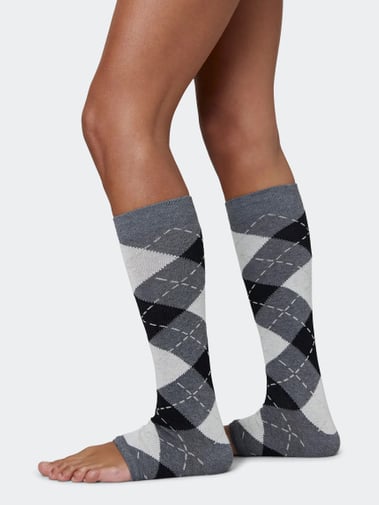 Swedish Stockings Harriet Cotton Knee-Highs Cropped toe Grey Melange