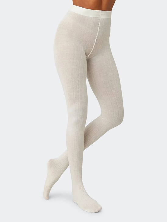 Swedish Stockings Freja Organic Wool Tights Ivory