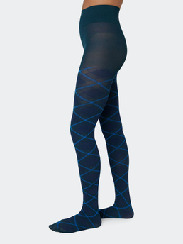 Swedish Stockings Franka Check Tights Dark Green