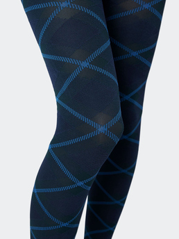 Swedish Stockings Franka Check Tights Dark Green