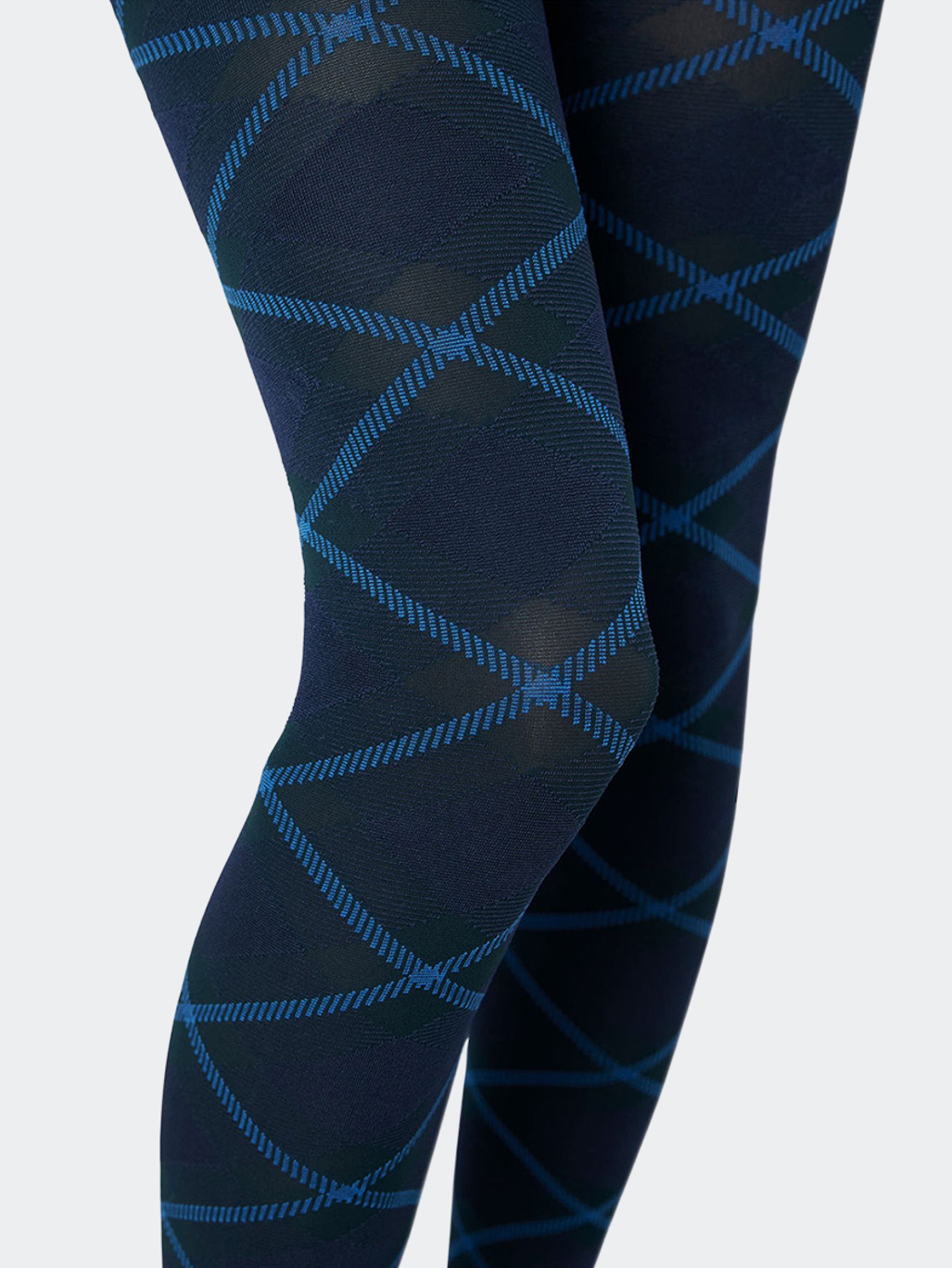 Swedish Stockings Franka Check Tights Dark Green