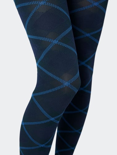 Swedish Stockings Franka Check Tights Dark Green