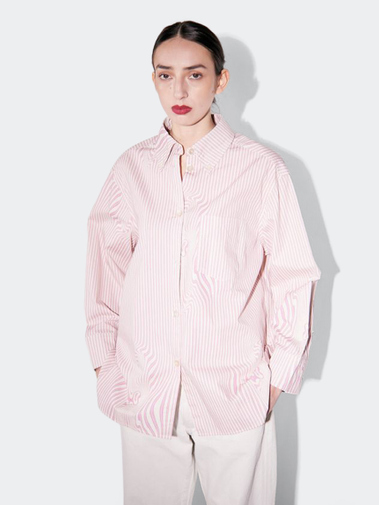 Brixtol Textiles Rhona Pink Glitch Stripe