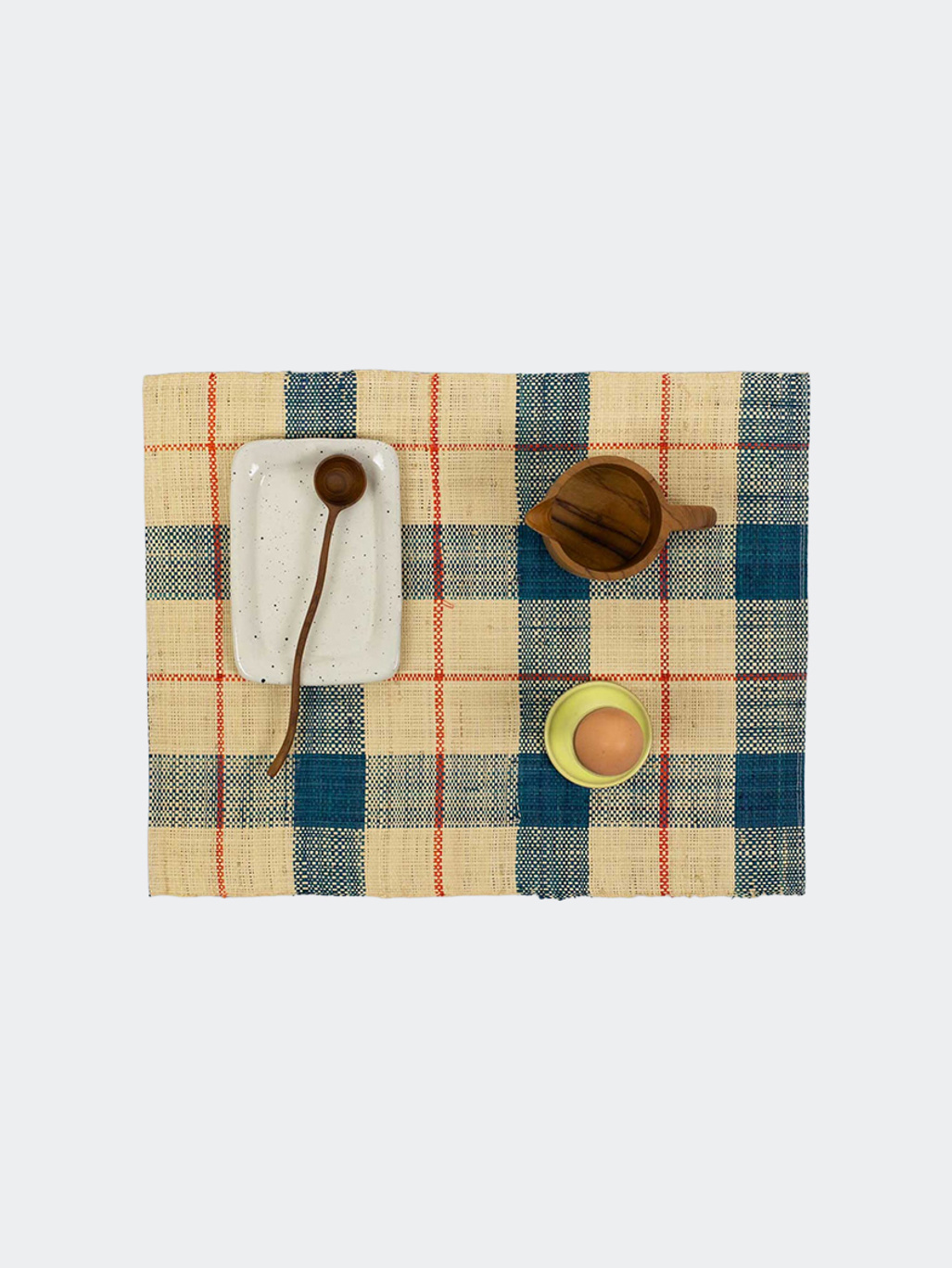 A World of Craft Raffia Tablett Nature/Blue