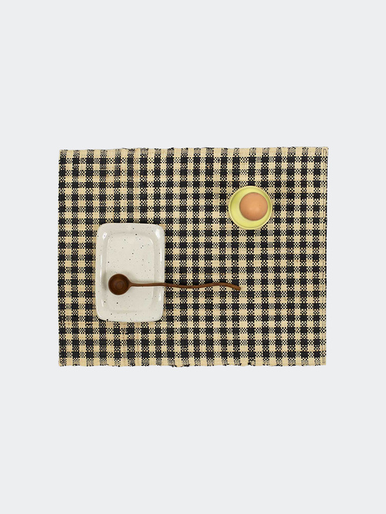 A World of Craft Raffia Small Check Tablett Natur/Svart