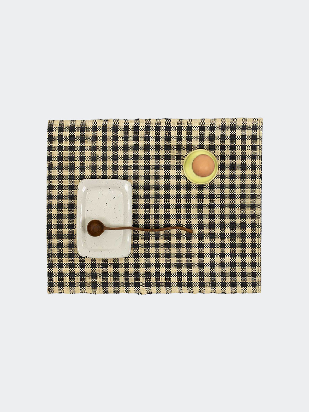 A World of Craft Raffia Small Check Tablett Natur/Svart