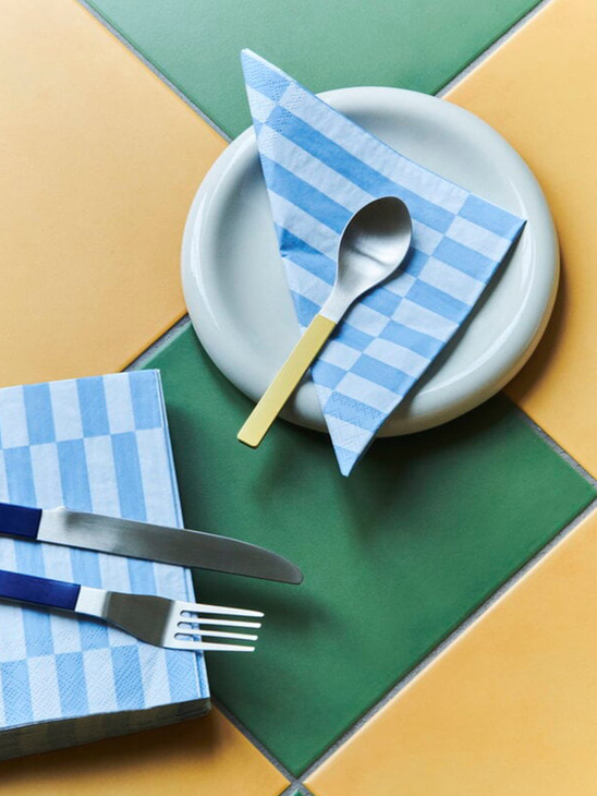 HAY Pattern Napkins Set Of 20 Lunch Light Blue And Dusty Blue Pillar Stripe