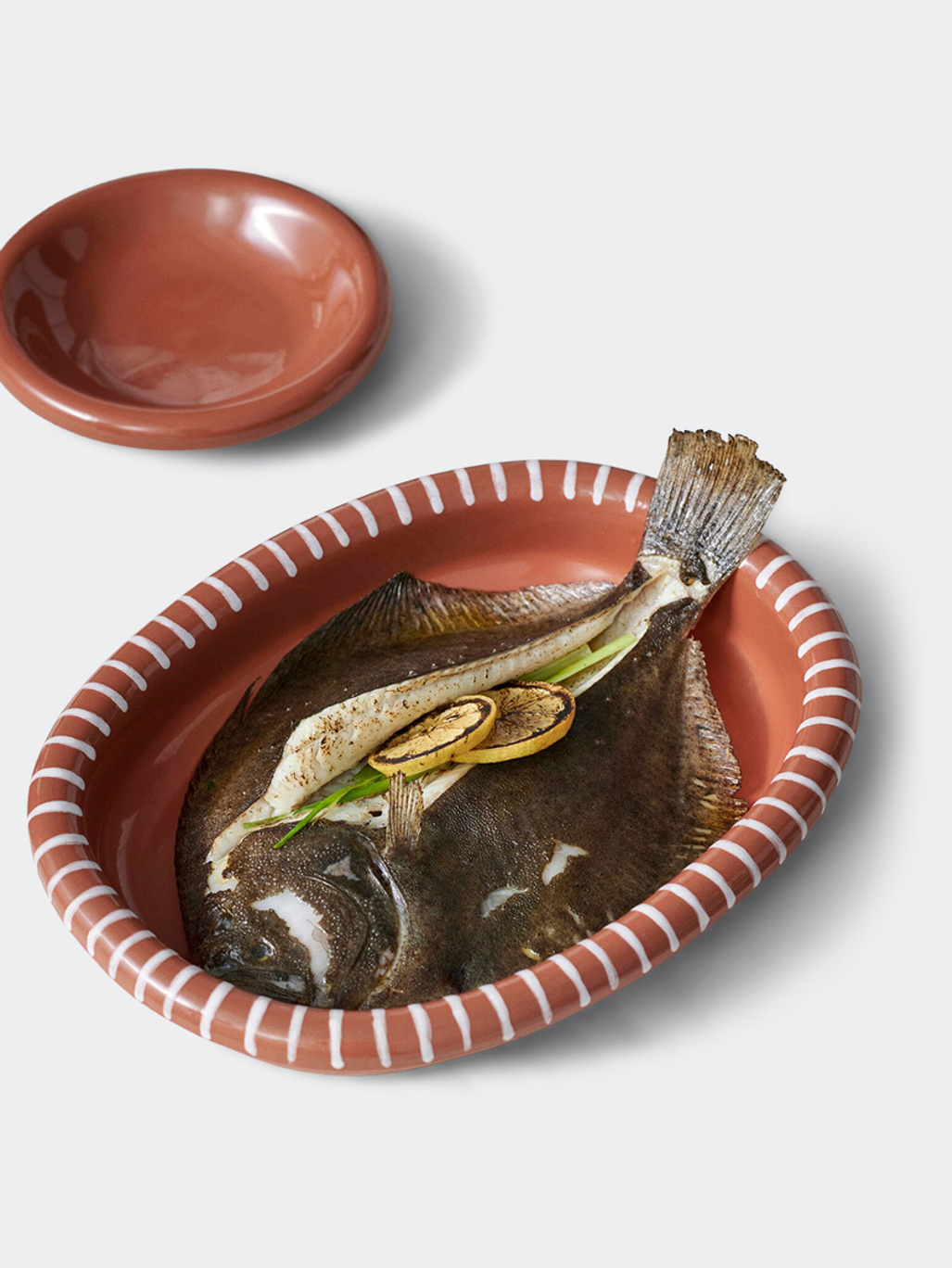 HAY Barro Oval Dish Large Natural With Stripes