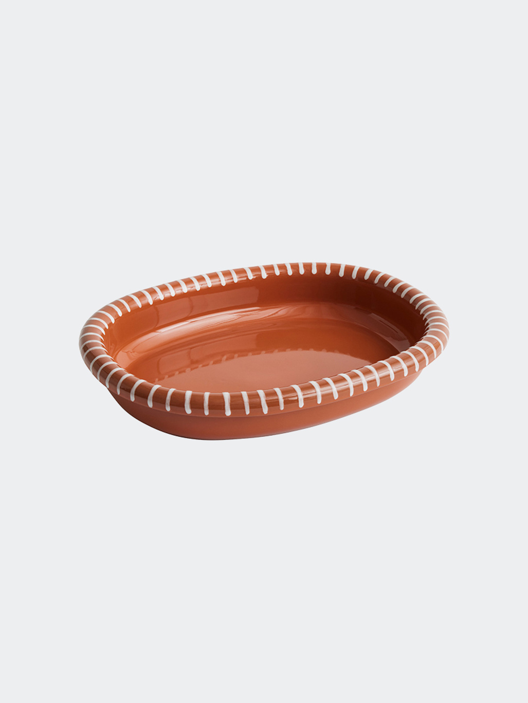 HAY Barro Oval Dish Large Natural With Stripes