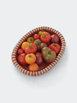 HAY Barro Oval Dish Large Natural With Stripes